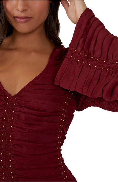 Shop Free People Western Romance Long Sleeve Minidress In Red Jasper