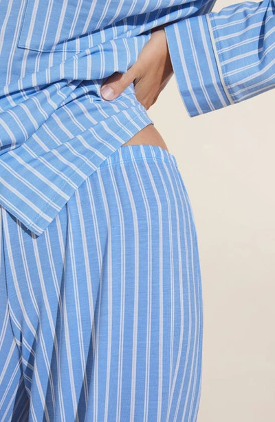 Eberjey Sleep Chic Printed Pajama Set In Nordic Stripes Vista Blueivory