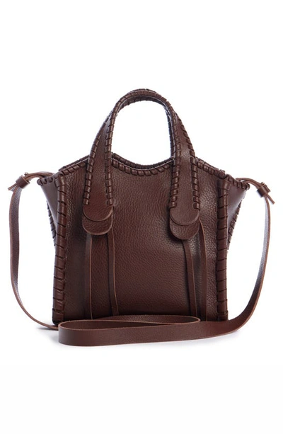 Shop Chloé Mini Mony Grained Leather Crossbody Bag In Chocolate 25c