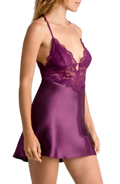 Shop In Bloom By Jonquil Geneva Lace & Satin Chemise In Plum