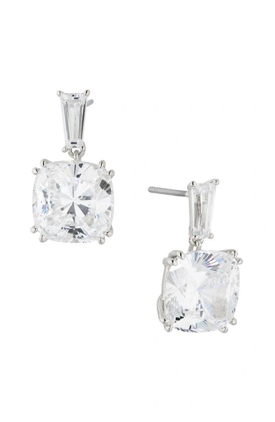 Nadri A La Carte Cushion Drop Earrings In Rhodium Plated Or 18k Gold Plated In Rhodium