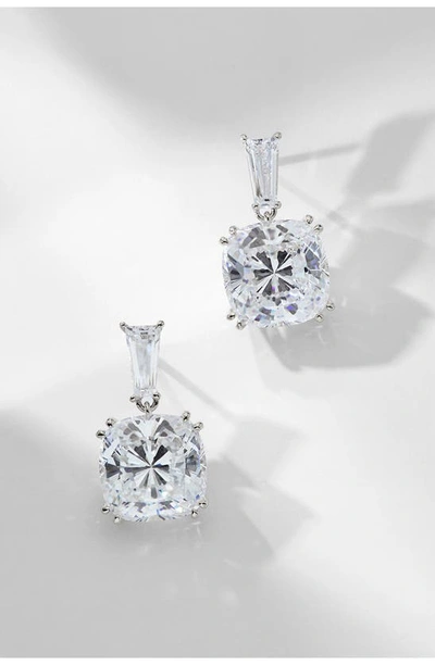 Nadri A La Carte Cushion Drop Earrings In Rhodium Plated Or 18k Gold Plated In Rhodium