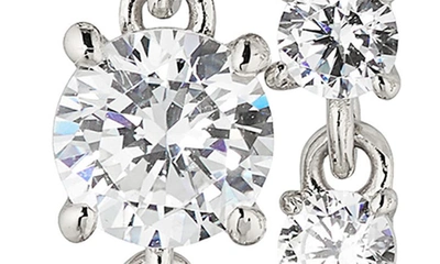 Nadri A La Carte Double Linear Drop Earrings In Rhodium Plated Or 18k Gold Plated In Rhodium