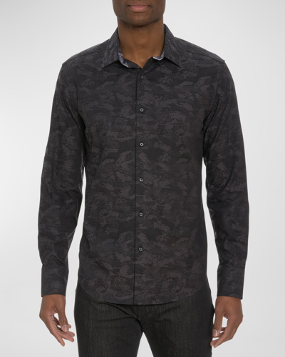 Shop Robert Graham Men's Junk Yard Jacquard Sport Shirt In Black