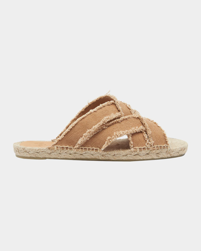 Shop Castaã±er Pilita Frayed Flat Espadrille Sandals In Tostado