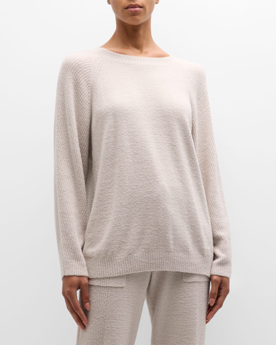 Shop Barefoot Dreams Cozychic Lite Ribbed Raglan-sleeve Pullover In Silver