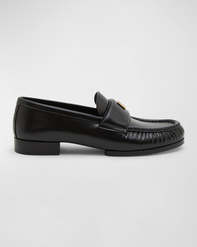 Shop Givenchy Lambskin Leather Logo Loafers In Black