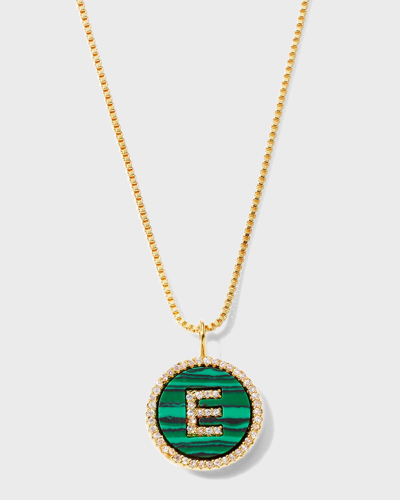 Shop Sequin Malachite Initial Necklace In E