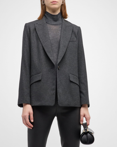 Shop Vince Wool-blend Single-breasted Blazer In H Charcoal