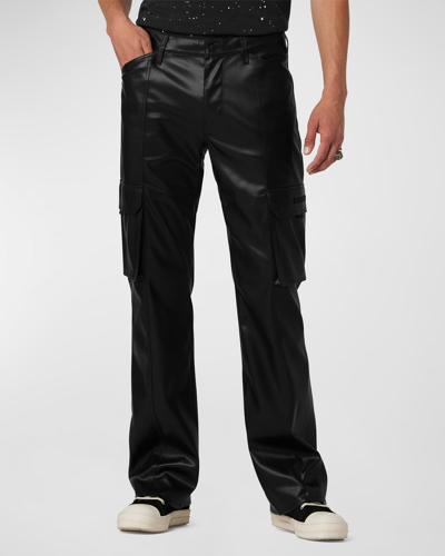 Shop Hudson Men's Walker Faux-leather Cargo Kick Flare Pants In Phantom