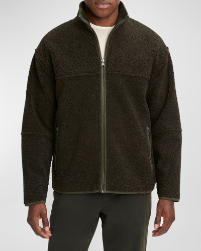 Shop Vince Men's Solid Sherpa Jacket In Moss Green