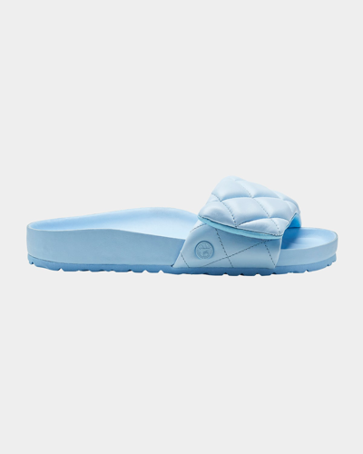 Shop Birkenstock Sylt Quilted Slide Pool Sandals In Powder Blue