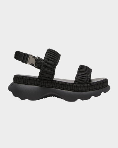 Shop Moncler Belay Sporty Slingback Sandals In Black