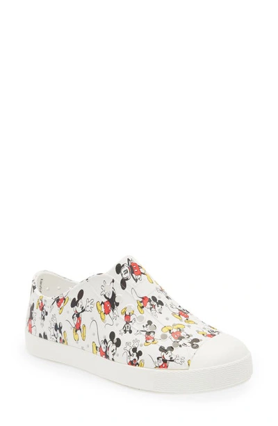 Shop Native Shoes X Disney Kids' Jefferson Print Slip-on Sneaker In Shell White/mickey Print