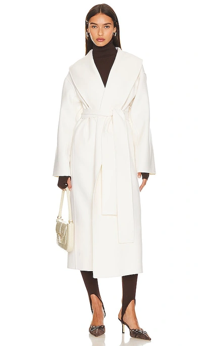 Shop Aexae Cashmere Wrap Coat In Cream