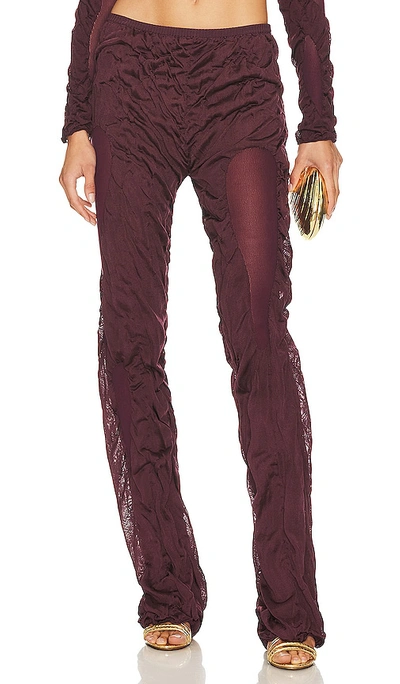 Shop Di Petsa Wetlook Trousers In Maroon Purple