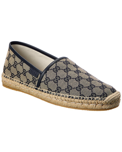 Shop Gucci Gg Canvas & Leather Espadrille In Beige