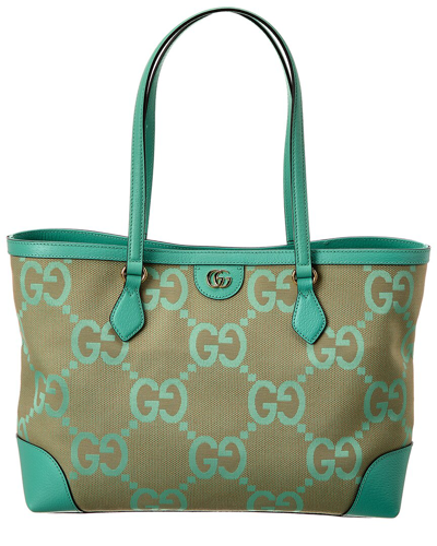 Shop Gucci Ophidia Medium Jumbo Gg Canvas & Leather Tote
