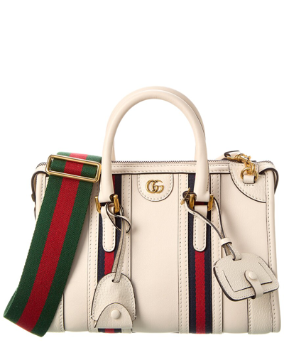 Shop Gucci Double G Small Leather Crossbody In White