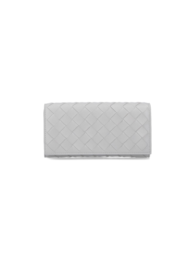 Shop Bottega Veneta Flap Wallet In Gray