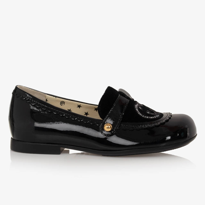 Shop Gucci Girls Black Patent Leather Loafers