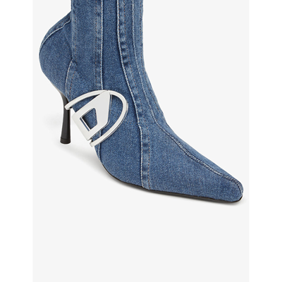 Shop Diesel Women's Denim D-ecilpse D-plaque Denim Boots