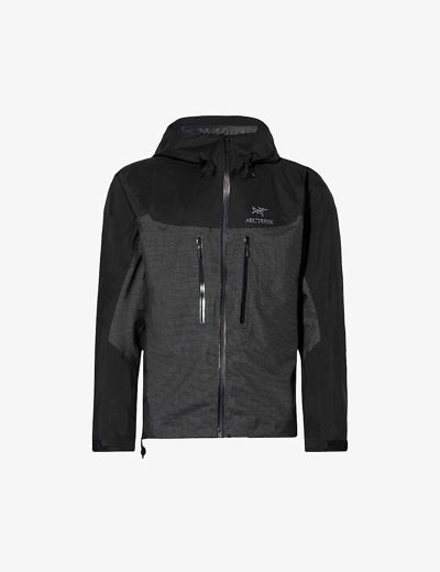Shop Arc'teryx Alpha Brand-print Regular-fit Shell Jacket In Black