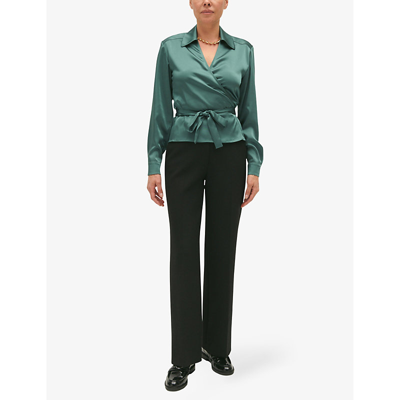 Shop Claudie Pierlot Women's Verts Bradella Long-sleeve Wrap-over Woven Blouse