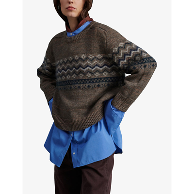 Soeur Womens Grey Wilhem Intarsia-graphic Regular-fit Knitted Jumper In Grey