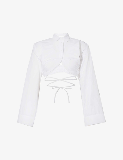 Shop Srvc Women's White Curzon Exposed-back Regular-fit Cotton Shirt