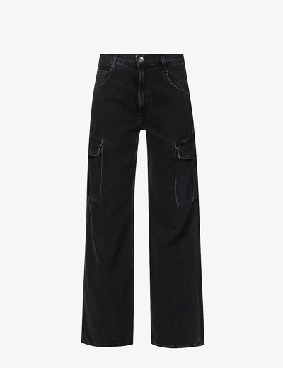 Shop Agolde Women's Spider (o/d Black) Minka Wide-leg Mid-rise Recycled Denim Jeans