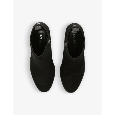 Shop Kg Kurt Geiger Women's Black Stone Heeled Faux-suede Ankle Boots