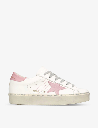Shop Golden Goose Women's White/oth Women's Hi Star 11202 Chunky-soled Leather Low-top Trainers
