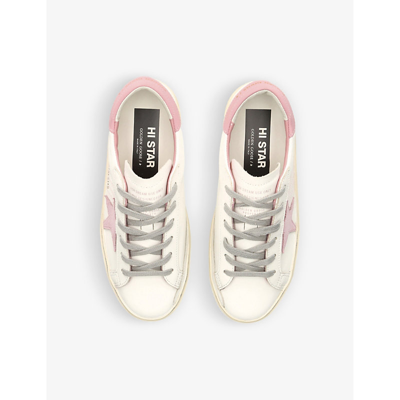 Shop Golden Goose Women's White/oth Women's Hi Star 11202 Chunky-soled Leather Low-top Trainers