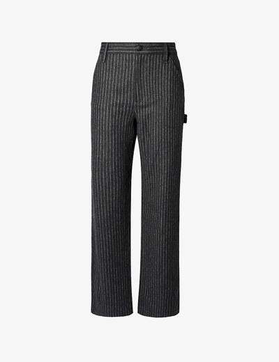 Shop Rag & Bone Women's Greystrp Sid Wide-leg High-rise Wool-blend Trousers