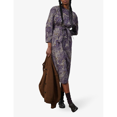 Soeur Womens Print Veena Floral-print Tie-waist Cotton Midi Dress In Print