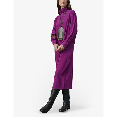 Soeur Womens Fushia Syrah High-neck Silk Midi Dress In Fushia