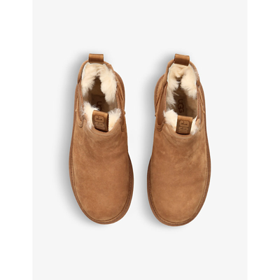 Ugg Womens Tan Neumel Platform Chelsea Logo-patch Suede Ankle Boots In Tan