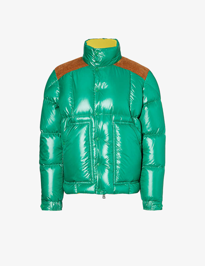 Shop Moncler Ain Brand-appliqué Shell-down Jacket In Green