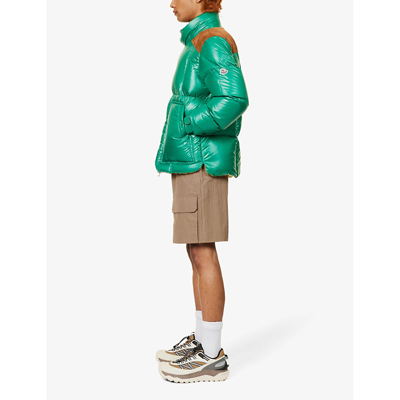 Shop Moncler Ain Brand-appliqué Shell-down Jacket In Green