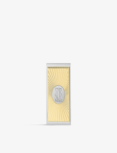 Shop Cartier Double C Palladium-plated Stainless-steel Money Clip In Grey