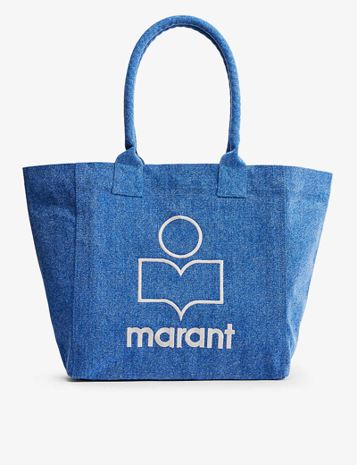Shop Isabel Marant Yenky Small Cotton Tote Bag In Blue