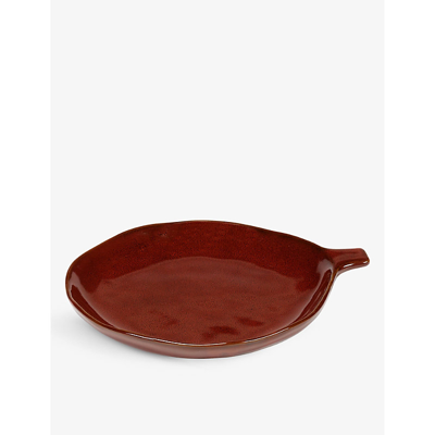 Serax Red La Mère Irregular Side-handle Stoneware Plate 17cm In Red