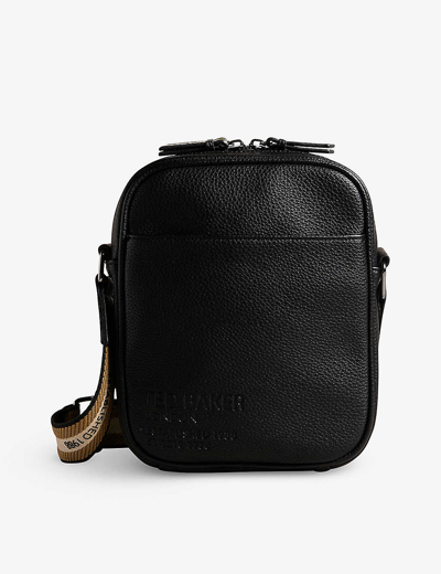 Shop Ted Baker Black Kiian Logo-embossed Faux-leather Cross-body Bag