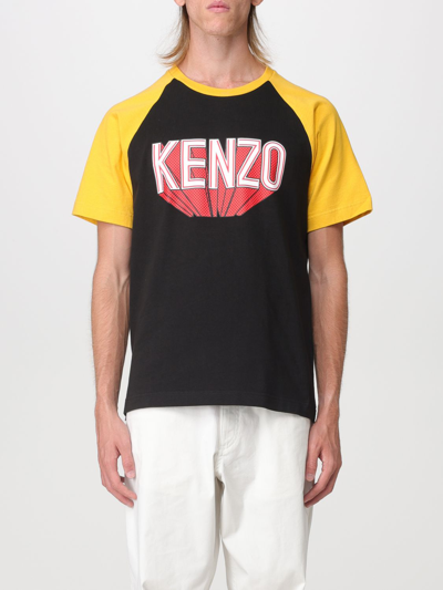 Shop Kenzo Cotton T-shirt With Logo Print In Black