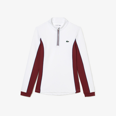Shop Lacoste Women's Sport Quarter-zip Sweatshirt - 44 In White