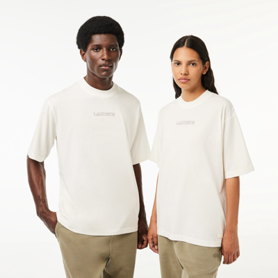Shop Lacoste Unisex Loose Fit Cotton Jersey T-shirt - Xl In White