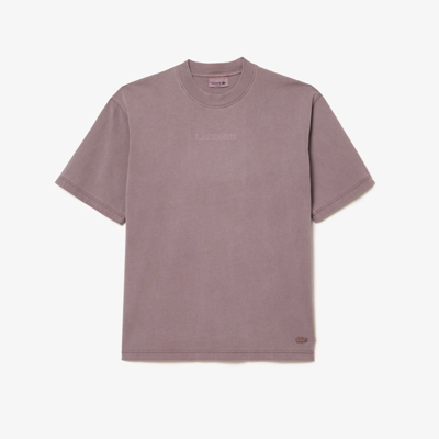 Shop Lacoste Unisex Loose Fit Cotton Jersey T-shirt - M In Purple