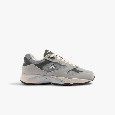Shop Lacoste Menâs Storm 96 Vintage Cashmere Effect Sneakers In Grey