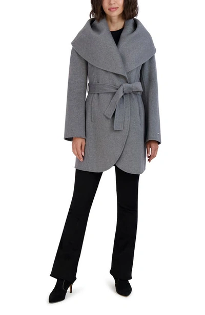 Tahari Marilyn Wool Blend Coat In Ash